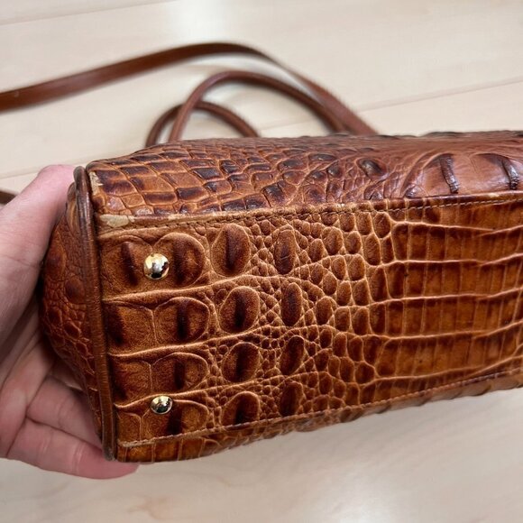 Vintage Due Fratelli Croc Embossed Genuine Leather Handbag - Picture 4 of 14